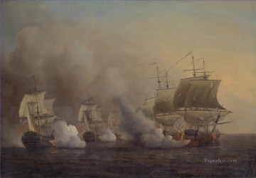 Acción de Samuel Scott frente a la batalla naval del Cabo de Buena Esperanza 2 Pinturas al óleo